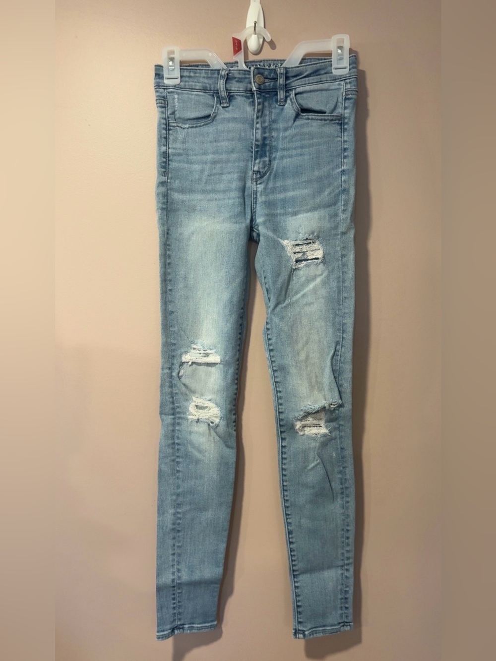 American Eagle Outfitters Distressed Skinny Jeans Super Stretch Super Hi-Rise